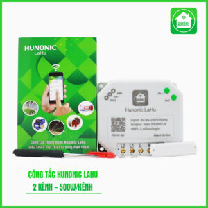 Công tắc thông minh Hunonic Lahu 2 kênh (500W/1 kênh) điều khiển từ xa