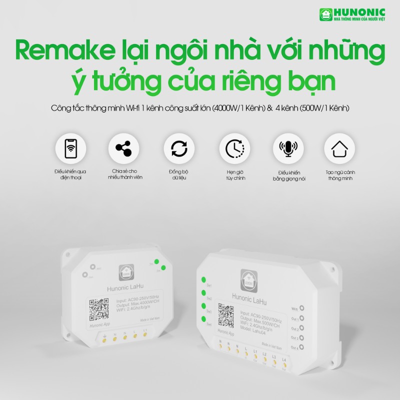 Công tắc Hunonic Lahu 1 kênh công suất lớn 4000W Điều Khiển Từ Xa - Ảnh 6